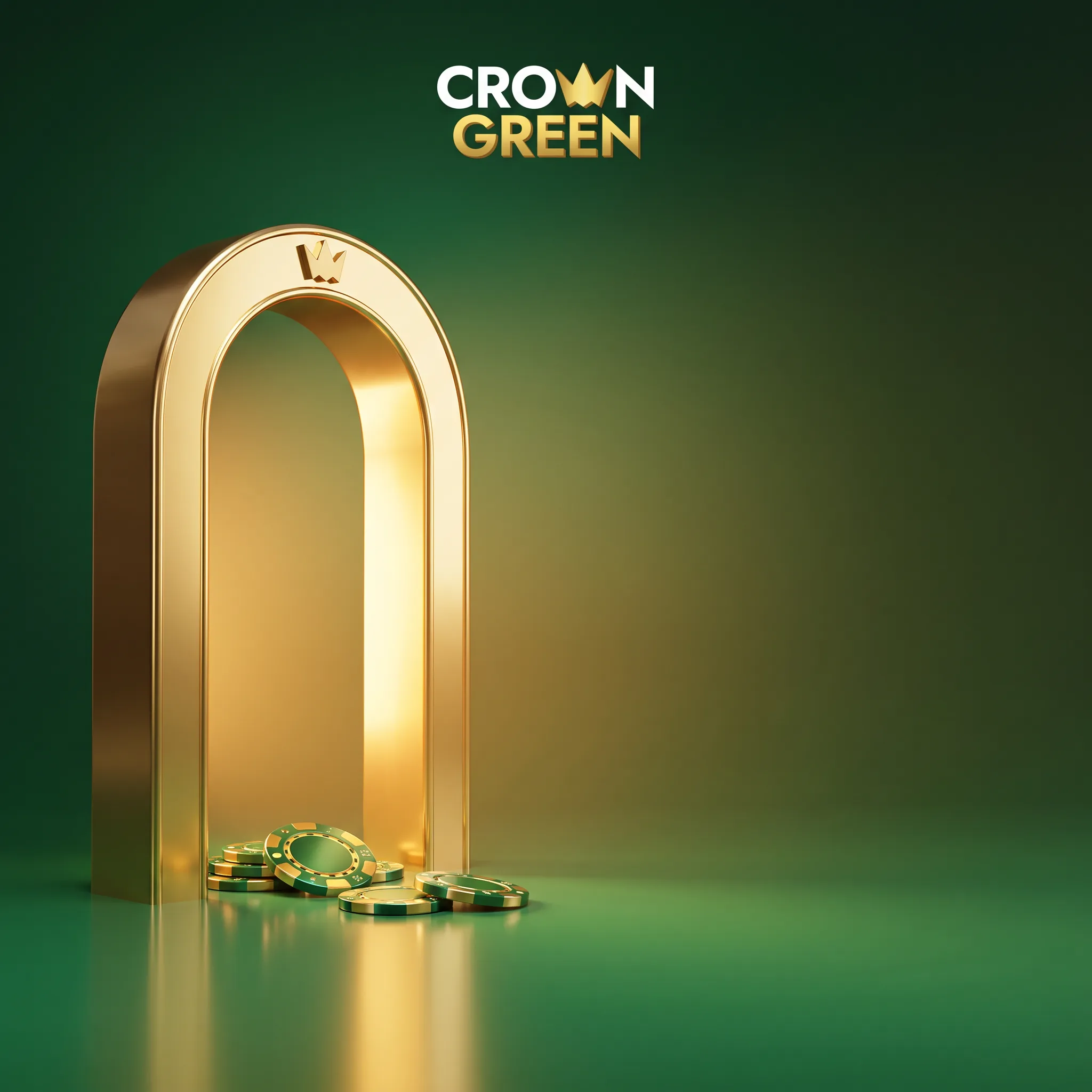 Goldenes Crown Green Portal und Casinochips